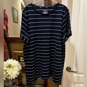 WESTBOUND TEE STRIPE SHORT SLEEVE TOP BLACK WHITE 1X